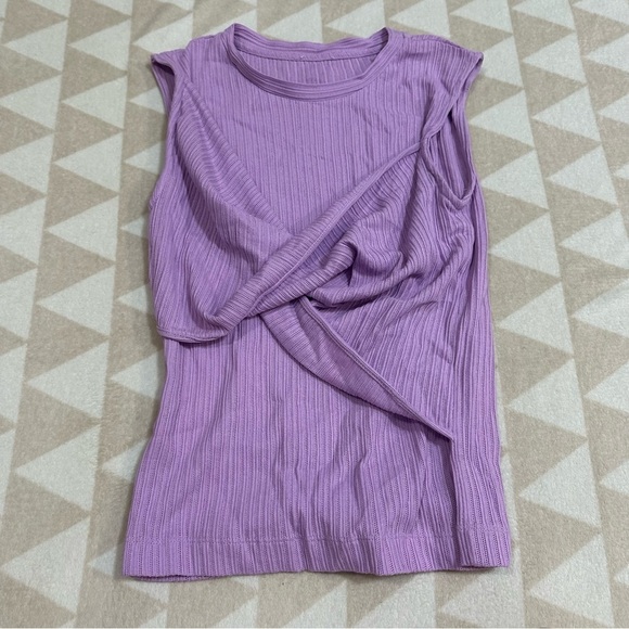 Tanya Taylor purple sleeveless ribbed twist front top - Picture 1 of 3